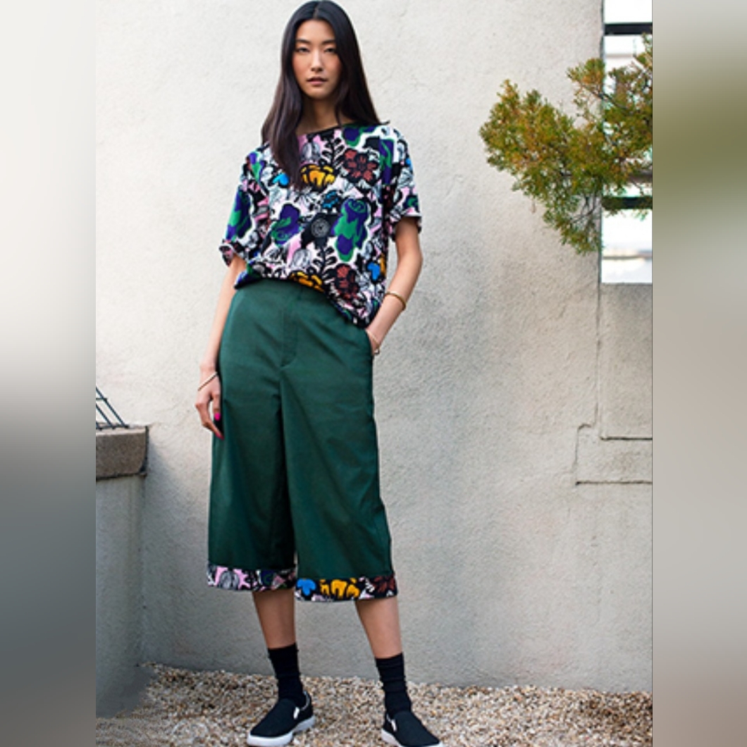 Marimekko X Uniqlo Green Wide Leg Chinos